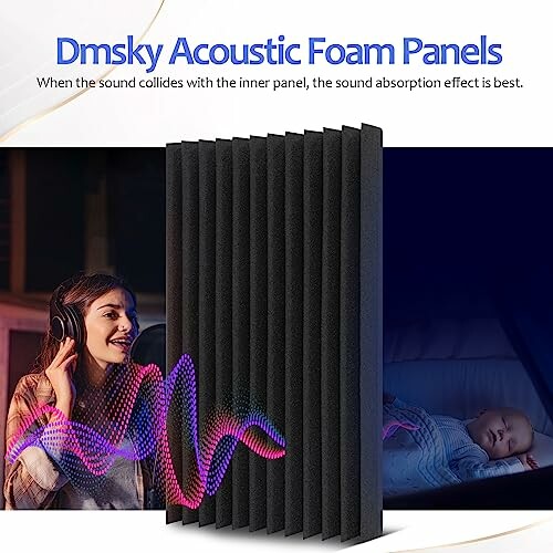 Acoustic foam panels with sound absorption effect.