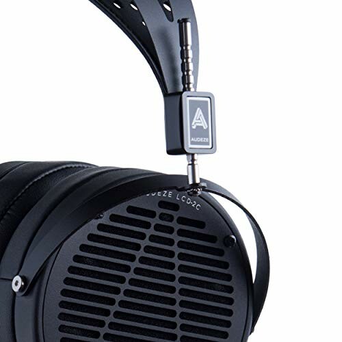 Close-up of Audeze headphones with a focus on the headband and earcup.