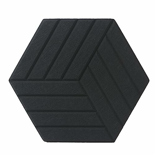 Black hexagonal panel with diagonal grooves