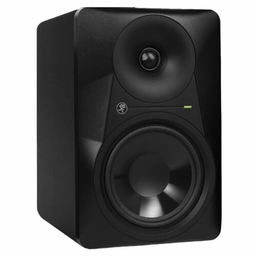 Black studio monitor speaker with woofer and tweeter