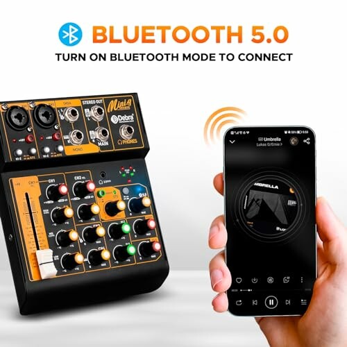 Bluetooth 5.0 audio mixer with smartphone connection