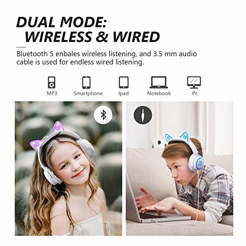 Children using dual mode headphones with Bluetooth and wired options.