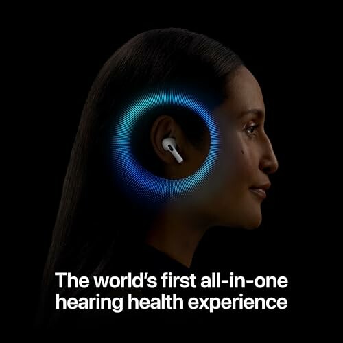 Person with earbud and glowing circle, hearing health experience