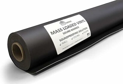 Mass loaded vinyl sound barrier roll for soundproofing.