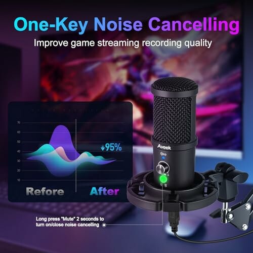 Microphone with noise cancelling feature for game streaming.