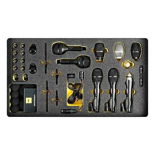 Microphone set with accessories in a foam case