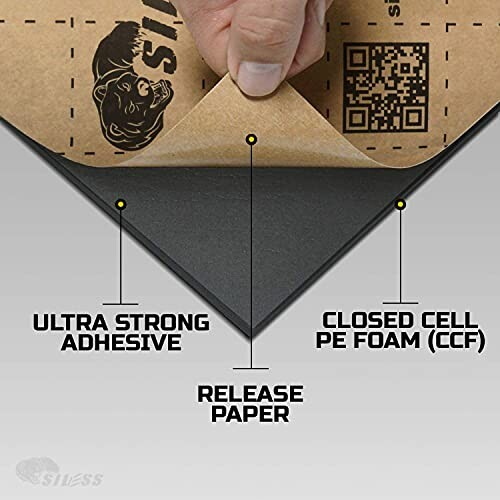 PE foam sheet with ultra strong adhesive and release paper.