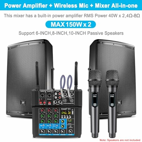 Aveek 150W x2 Powered Amplifier Mixer