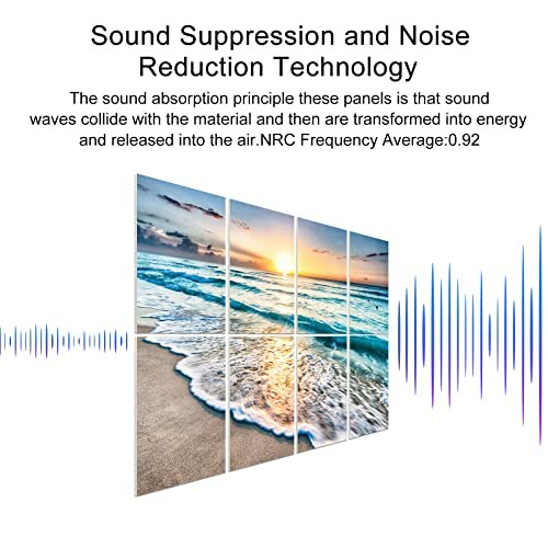 Sound suppression and noise reduction panels with ocean wave design.