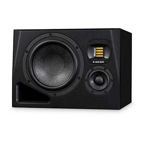 Black studio monitor speaker with multiple drivers