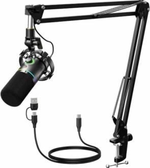 USB microphone with adjustable stand and cable