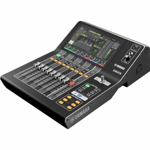 Yamaha digital audio mixer with control faders and display screen